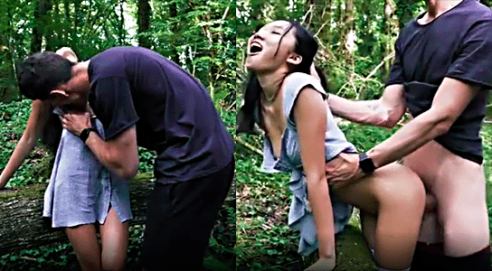 little asian girl invites him to the forest to fuck