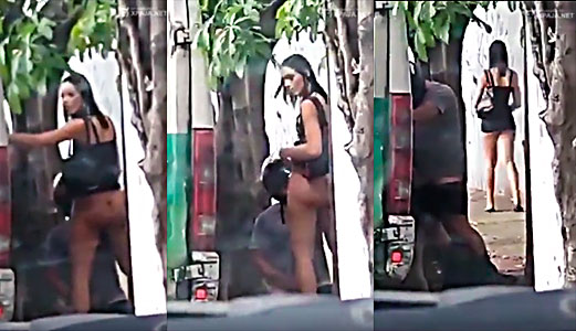 biker sucks off a tranny in the middle of the streets