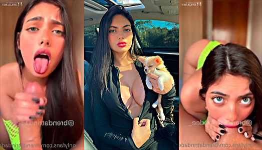 Cute Brenda Trindade’s deep throat gets all the cum out