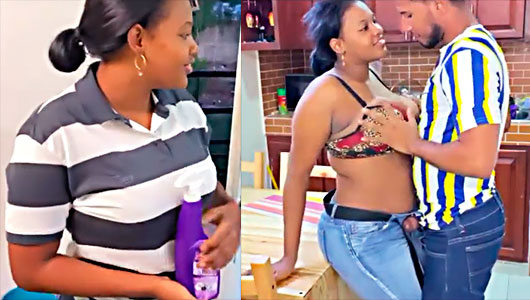 Dominicana Promocionando Productor Limpiador Es Seducida Para Singar