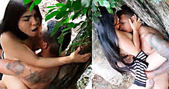 Colombian fucking under a bush next to the highway