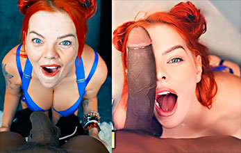 Porn video of Rebecca Goodwin where she is scared by the penis