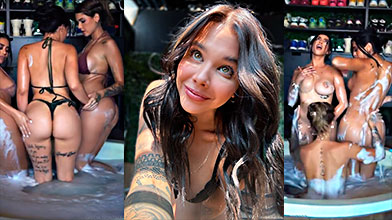 Kim Shantal Y Grecia González forman Un Tríos Lésbico En El Jacuzzi