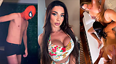 Spider-Man is fucked hard by Luiza Marcato in a threesome