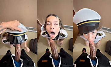Military flight attendant Makenapierxoxo swallowing a thick cock