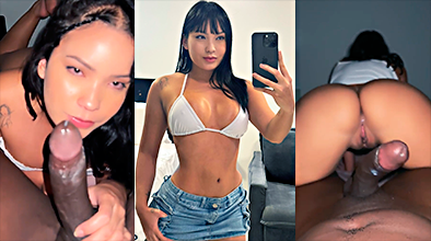 The slut Lina Nakamura gets 2 cumshots from that black penis