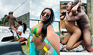 Bartira Luz is fucked hard next to her car