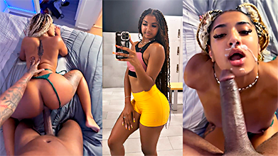 «You damn bitch, swallow it all,» the big-dicked black man tells her